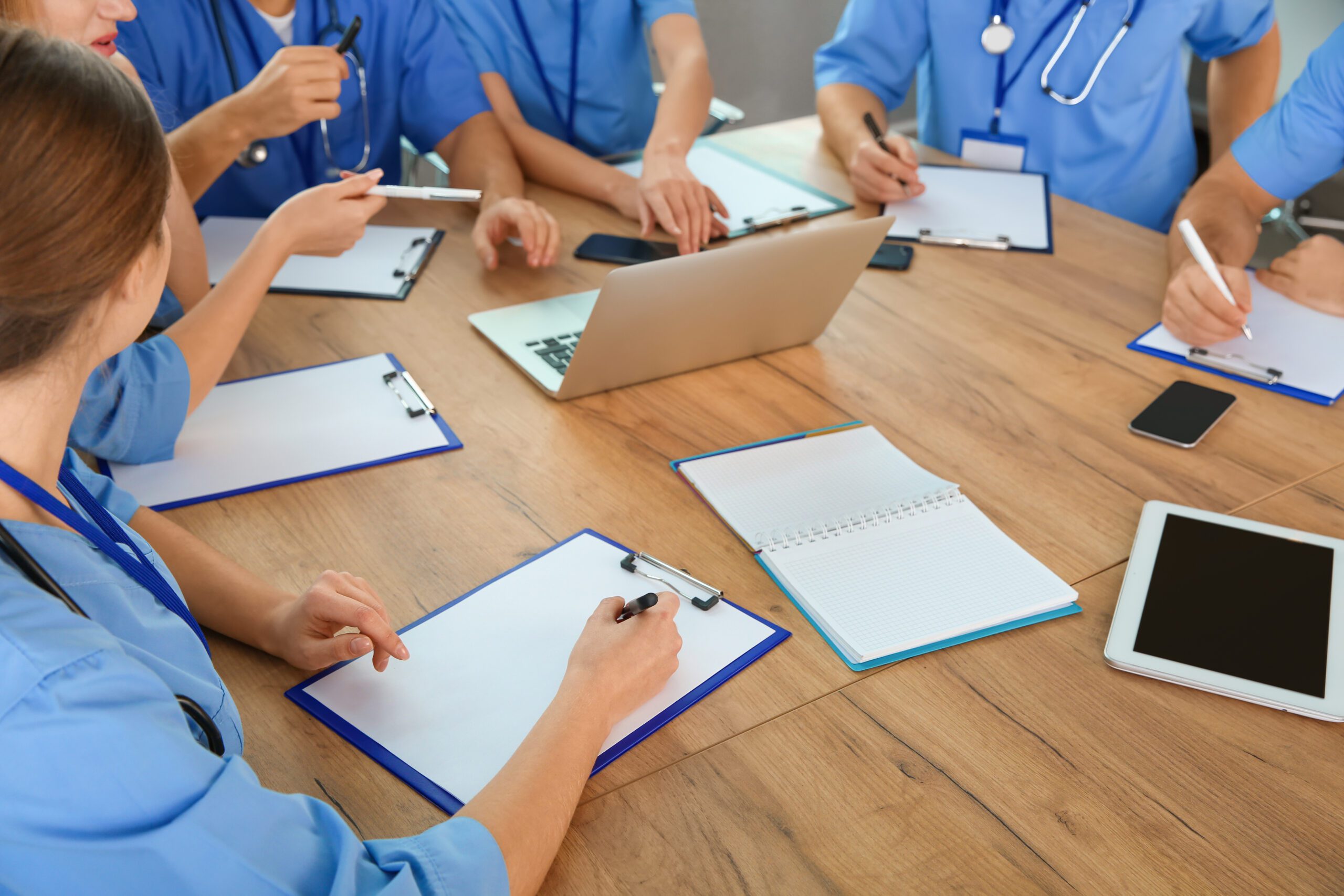 Medical students studying at university